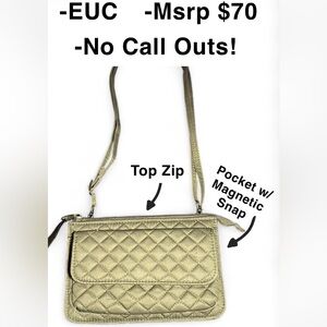 EUC - Vera Bradley "All-in-One" Crossbody Wallet in Olive Leaf(Retired)